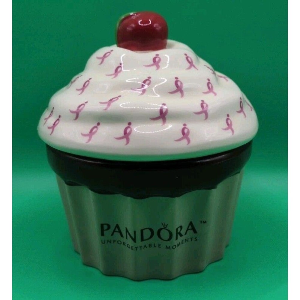 Pandora Cupcake Jewelry Holder Box Susan G. Komen Breast Cancer Ceramic